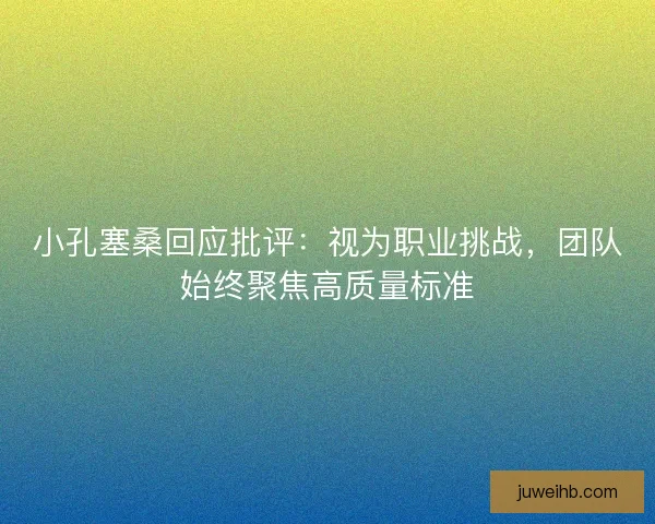小孔塞桑回应批评：视为职业挑战，团队始终聚焦高质量标准